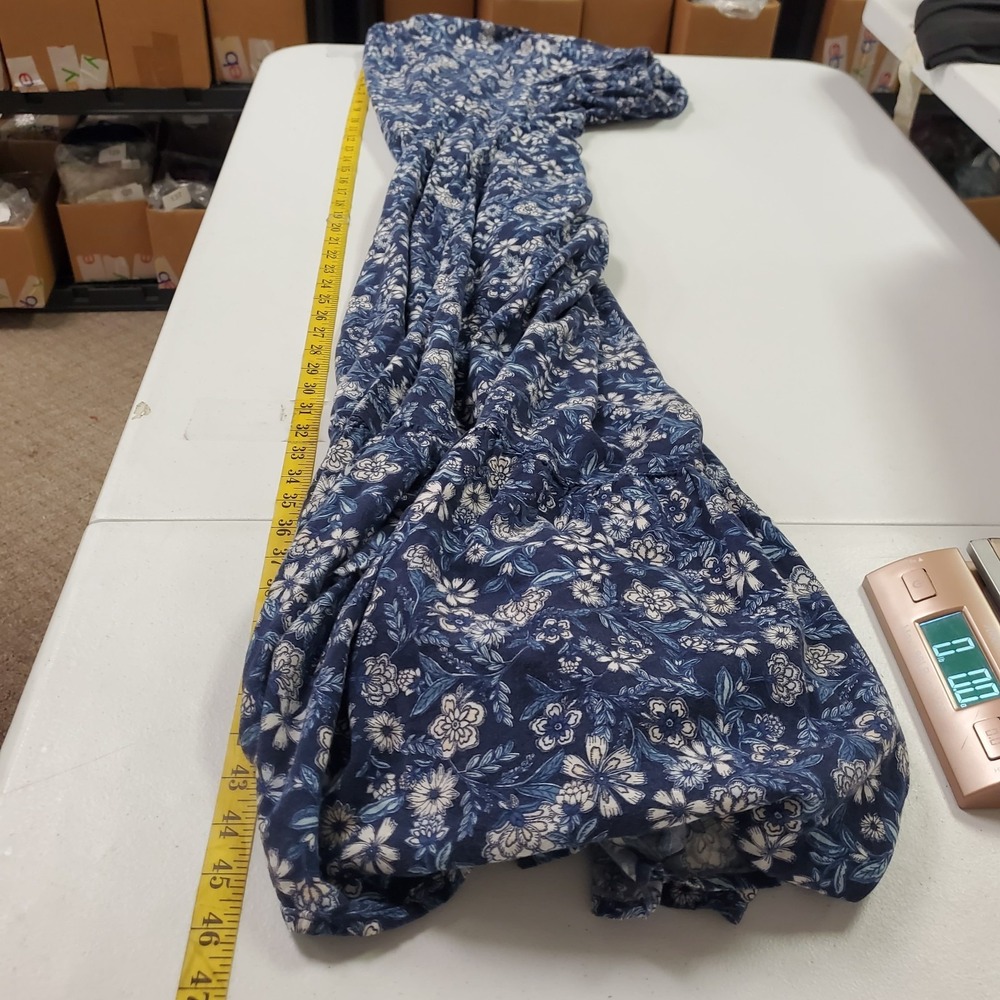 Old Navy Womens Blue Floral Tiered Boho Maxi Dress Size L Puff Sleeve Button - Picture 10 of 13
